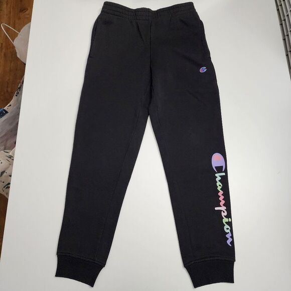 Girls Champion Black Thick Weight Sweatpants Size 8 - Picture 1 of 7